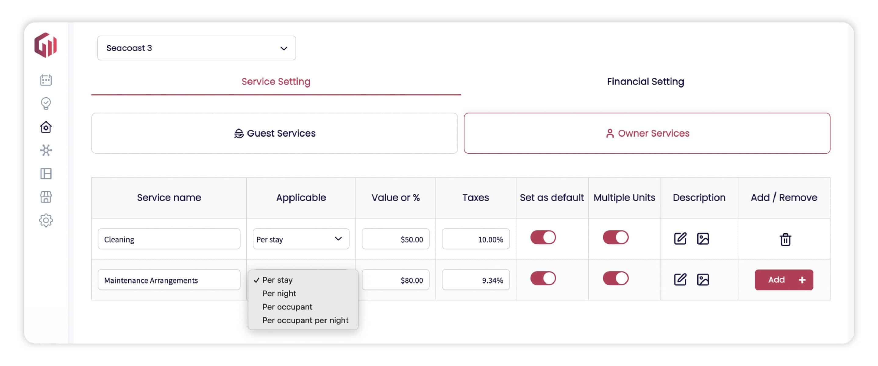 Owner Service Page