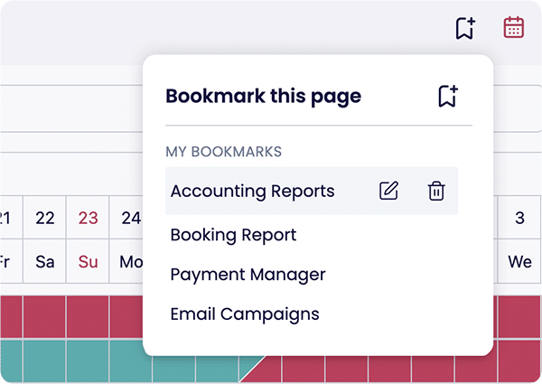 Bookmark Tabs on GuestWisely PMS